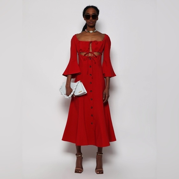 ROSIE ASSOULIN Nautical By Nature Red Bell Sleeve Red Fest Dress Size 6 NWT